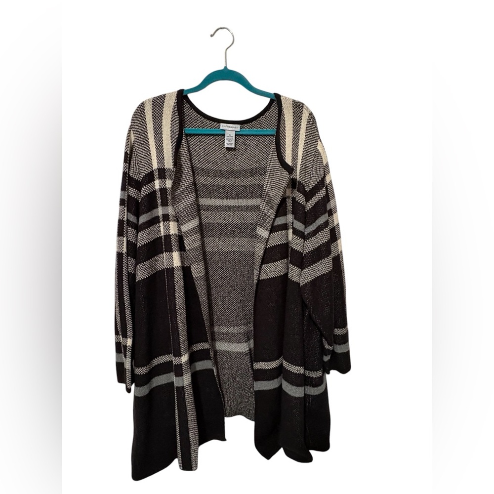 Catherines Black & White Cardigan Sweater Size 3XL